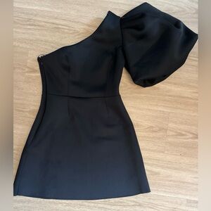 ASOS DESIGN one shoulder puff sleeve mini skater dress